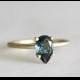14k gold london blue topaz ring, alternative engagement ring, eco friendly gold,