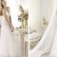 Elegant Semi-sheer Draped V-neck Lace Applique A-line Wedding Dresses