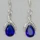 Blue Bridal Earrings, Sapphire Crystal Earrings, Something Blue, Wedding Jewelry, Blue Bridesmaids Earrings, Sapphire Ribbon Twirl