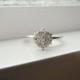 Antique Diamond Engagement Ring Vintage Flower Wedding Ring Mid Century White 14K Gold Size 5.25
