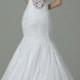 Pretty Trumpet-Mermaid Illusion Dropped Court Train Lace Sleeveless Side Zipper Wedding Dress With Appliques LWST14009