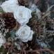 custom dried bridal bouquet, dried flower bouquet, pinecone bouquet, woodland bouquet, winter bridal bouquet, ponderosa pinecone, white rose