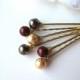 Autumn Pearl Hair Pins Mix 2, Brown Bordeaux and Gold
