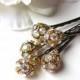AB Bridal Hair Pins, Aurora Borealis Crystals with Gold Tone, Glitz Shimmer Holiday Fashion