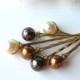 Autumn Pearl Hair Pins Mix 1, Brown Copper and Light Gold