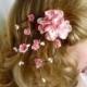 cherry blossom hair accessories, pink flower hair clip, bridal hair piece, wedding headpiece, bridesmaid hair clip - SAKURA BRANCH