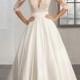 Deep V Neck Half Sleeves Wedding Party Gown