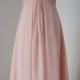 2015 V-neck Pearl Pink Chiffon Long Bridesmaid Dress
