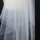 Bridal Veil Swarovski Crystal Rhinestone Edged 30 Inch Long Waist Length Double Layer Up-Do Wedding Veil