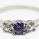 1ct genuine Amethyst and white sapphire Trilogy ring - Availabie in Sterling silver or titanium - engagement ring - wedding ring