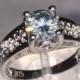 Genuine Moissanite Round Brilliant Cut Fancy Light Blue Wedding/Engagement Ring 1.03ct set in 925 sterling silver n Rhodium Size 7.