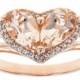 Genuine Morganite Engagement Ring 2.25ctw Heart Shape surrounded by 16ctw Round White Topaz bathed in 18k Rose Gold Over Sterling Silver sz7