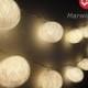 SALE 10% 2 Sets of 20 Big Cotton Balls White Color Fairy String Lights Party Patio Wedding Floor Table or Hanging Gift Home Decoration
