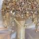 Champaign Ivory Vintage Gatsby wedding brooch bouquet. Deposit on Titanic rhinestone bling crystal swarovski bridal broach bouquet