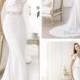 Elegant Short Sleeves Plunging V-neck Mermaid Illusion Back Wedding Dresses Featuring Crystal