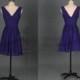 Short grape chiffon bridesmaid dress in 2015,cute simple women dress for wedding party,cheap v-neck prom gowns under 100.
