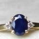 Sapphire Ring 1.5 Ct Blue Sapphire Engagement Ring 14K Ring Genuine Diamond Sapphire Engagement Ring Yellow Gold 14K September Birthstone
