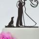 Groom And Bride Cake Topper with the dog,Wedding Cake Topper,Custom Dog Cake Topper,Couple Silhouette, Acrylic,Personalized Cake Topper P142