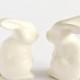 Wedding cake topper bunny rabbits - Wedding cake topper - white bunnies w/ 24K gold tails - pair of wedding date love Easter bunny rabbits