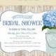 Something Blue Rustic Mason Jar Bridal Shower Invite - Blue Hydrangeas Invitation