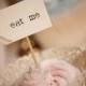 Eat Me Party Picks - cream with twine bows - set of 10