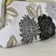 Clutch Black White and Silver and Gold Floral Clutch, purse, small handbag for Wedding