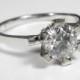 Diamond Engagement Ring, 18K Gold, White Gold, Diamonds on Prongs, Diamond Ring