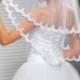 2 Tier Scalloped Bridal Wedding Veil in Ivory or White