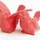 Ceramic Love Bird Figurines Wedding Cake Toppers Handmade Keepsakes in Coral Pink - Made to Order