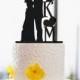 Silhouette Kiss Cake Topper-Custom Couples Initial Cake Topper For wedding-Cake Topper With cat-Rustic Wedding Cake Topper cake Decor 54787