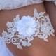 Ivory Lace wedding garter, White Lace Garter, Lace Bridal Garter, Garter Belt Wedding, Prom Garters, Garter Wedding, White Flower Garter,