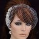 SALE - Birdcage Veil and Comb , Bridal Comb ,  Bird Cage Veil , Blusher , Wedding Comb , Bridal Hair Accessory , Crystal Veil , 1 Tier Veil