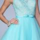2016 Zipper Sleeveless A-line Straps Short Length Appliques Tulle Blue Ruched