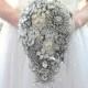 BROOCH BOUQUET in teardrop waterfall cascading design, full jeweled for princess royal wedding by Memory Wedding