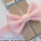 Light Pink Bow Tie & Tan Suspenders -- Ring Bearer Outfit -- Boys Wedding Outfit