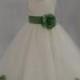 Ivory / Clover (pictured) Flower Girl Dress pageant wedding bridal children bridesmaid toddler elegant sizes 6-9m 12m 2 4 6 8 10 12 14 