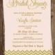 Bridal Shower Invitations, Pink, Gold, Glitter, Wedding, Chevron Stripes, Set of 10 Printed Cards, FREE Ship, PIGLG, Pink Glitter and Gold