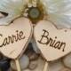 Wedding or Engagement Cake Toppers Personalized with YOUR Names on Each Wood Heart Rustic Chic