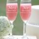 Personalized Champagne Glasses, Custom Engraved Champagne Flutes, Mr and Mrs Wedding Toasting Glasses, Bride and Groom Glasses