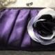 Purple Bridal and Bridesmaid Clutch Purse with Ivory, Lavender, and Purple Flower- Custom- Pleated