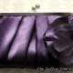 Purple Bridal and Bridesmaid Clutch Purse with Purple Flower Adornment- Custom- Pleated