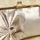 Art Deco Bridal and Bridesmaid Clutch Purse with Flower Detail- Custom, Made-to-order