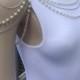 Multi Strand White or Ivory Pearl and Silver Chain Bridal Wedding Shoulder Necklace