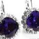 Dark Violet Crystal Halo Earrings Swarovski Purple Velvet Rhinestone Violet Leverback Sparkly Earrings Deep Violet Jewelry Wedding Earrings