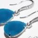 Caribbean Blue Opal Crystal Earrings Dark Turquoise Rhinestone Earrings Swarovski Blue Teardrop Earrings Blue Opal Wedding Jewelry Bridal
