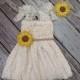 Rustic Sunflower Flower Girl Dress - Rustic Flower Girl Dress- Flower Girl-Sunflower Flower Girl-Birthday Dress- Dress-Country Wedding