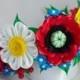 Set of flowers, Ukrainian wreath hair band,  fabric flower, poppy, sunflower, camomile, for a photoshoot, ukrainian souvenir