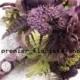 21 piece Purple Bridal Bouquet Wedding Flower Set. (1) Bride and (3) Maid Bokay (6) Corsage (10) Boutonniere. Aubergine Plum Eggplant Green.