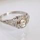 Antique Art Nouveau Art Deco Diamond Engagement Ring 18K White Gold Ostby Barton European Cut Diamond Alternative Engagement Wedding Ring