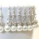 6 Pairs White Pearls Earrings, Set of 6 Bridesmaid Earrings, Pearl Drop Earrings, Swarovski Pearl Earrings, Pearls in Sterling Silver, 8 mm